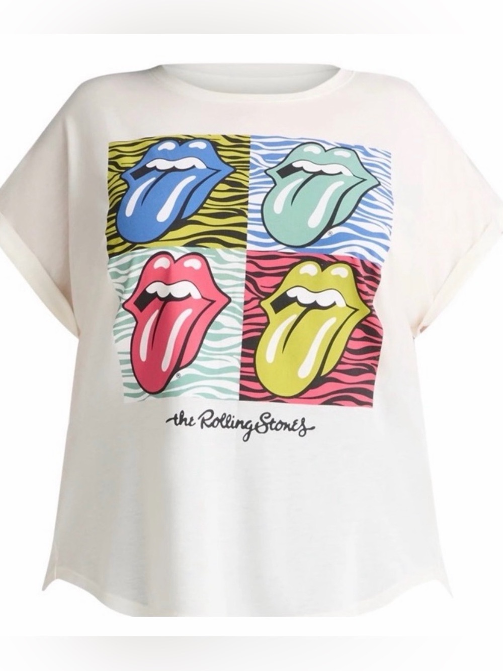 The Rolling Stones White Pop-Art Tongue Tee